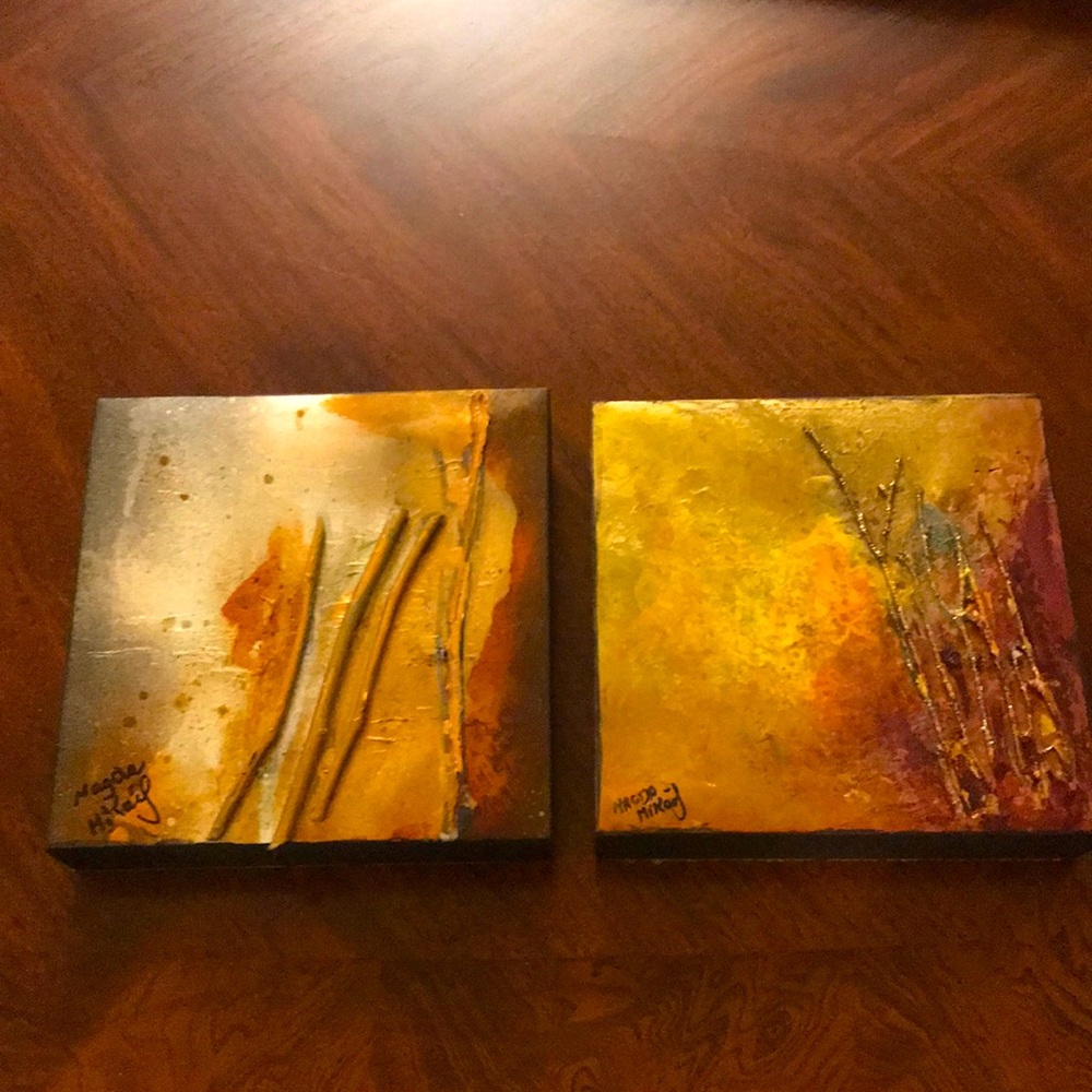 A set of Wall Art hand Crafted inck color painting